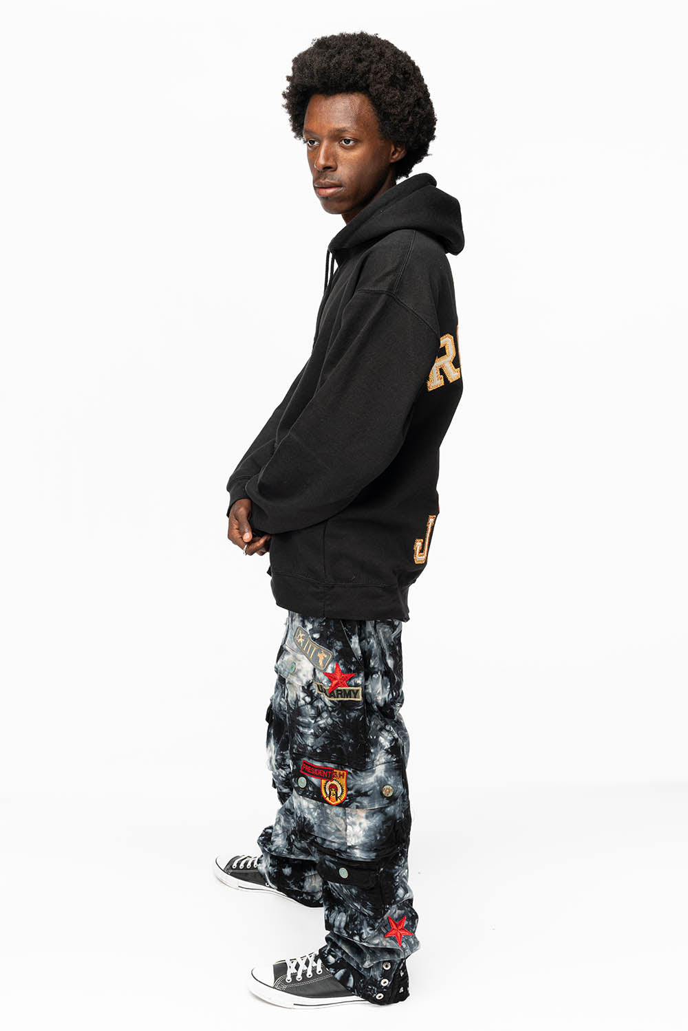ROBIN’S HEAVY WEIGHT NATIVE AMERICAN CHIEF PULLOVER HOODIE IN BLACK