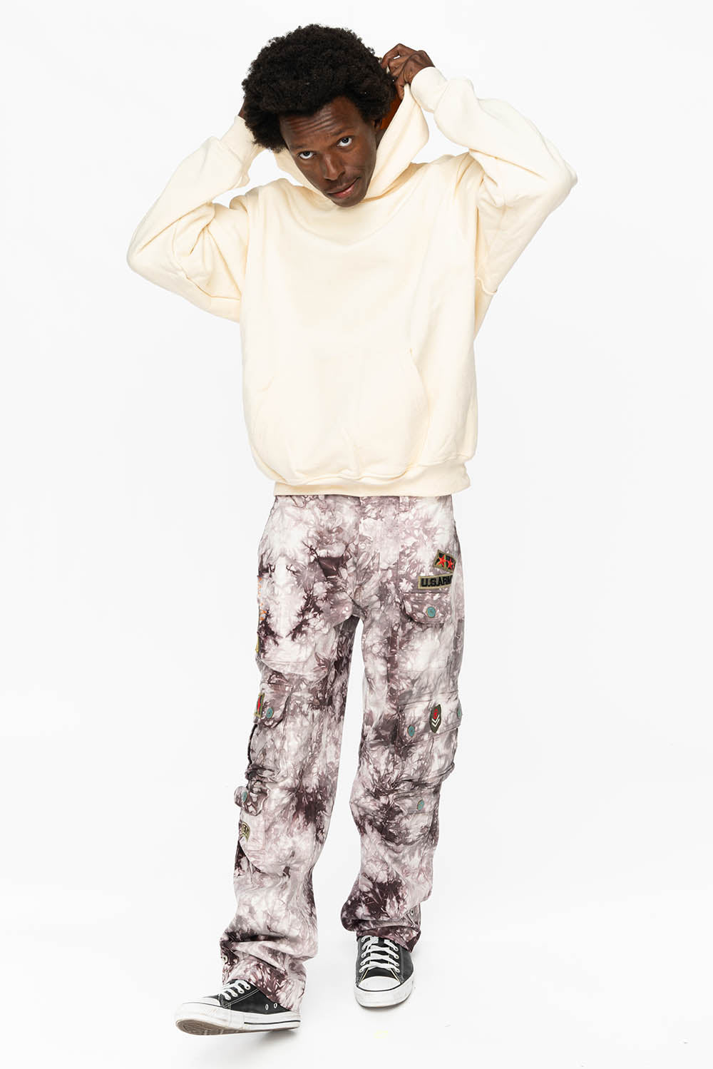 ROBIN’S HEAVY WEIGHT NATIVE AMERICAN CHIEF PULLOVER HOODIE IN CREAM