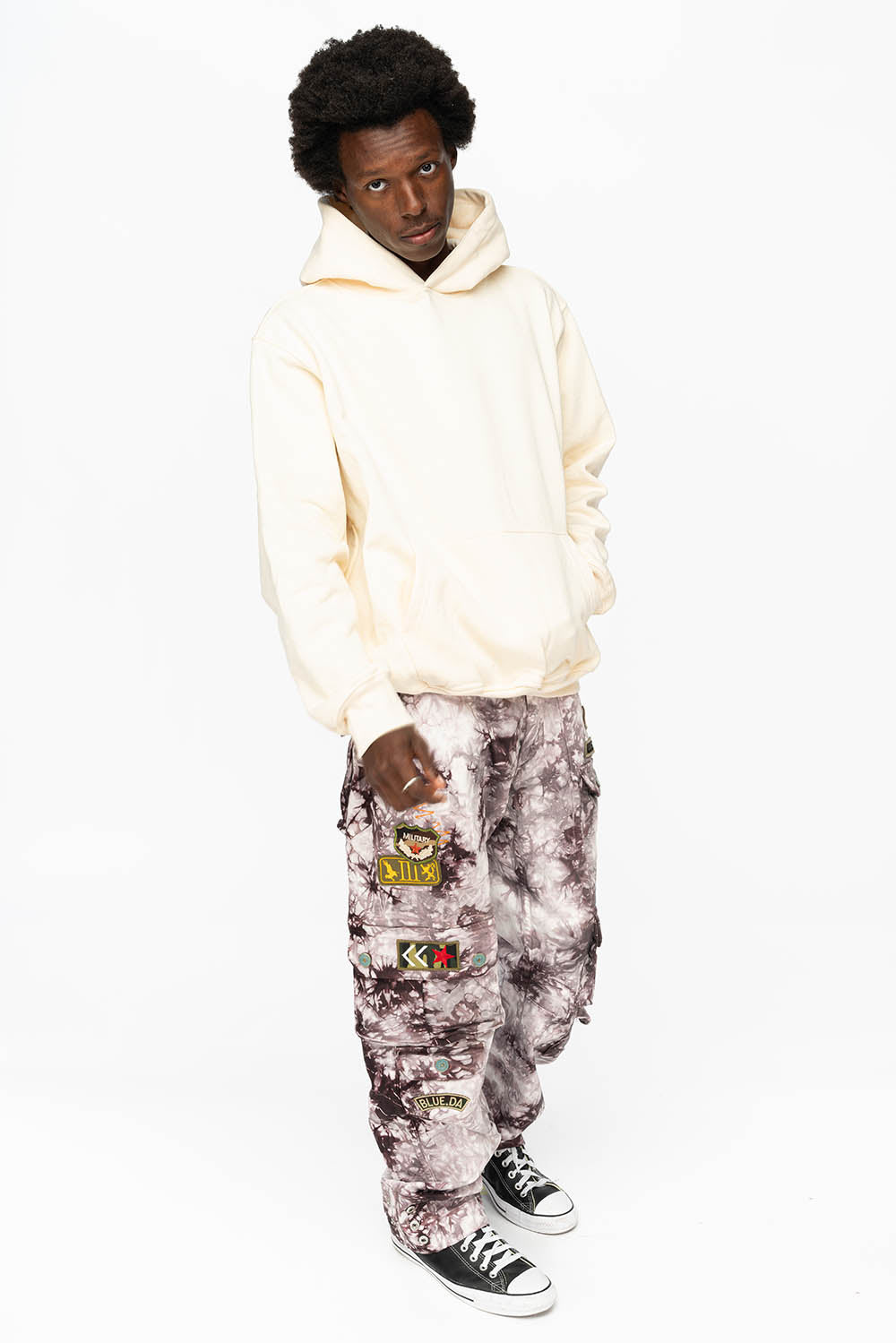ROBIN’S HEAVY WEIGHT NATIVE AMERICAN CHIEF PULLOVER HOODIE IN CREAM