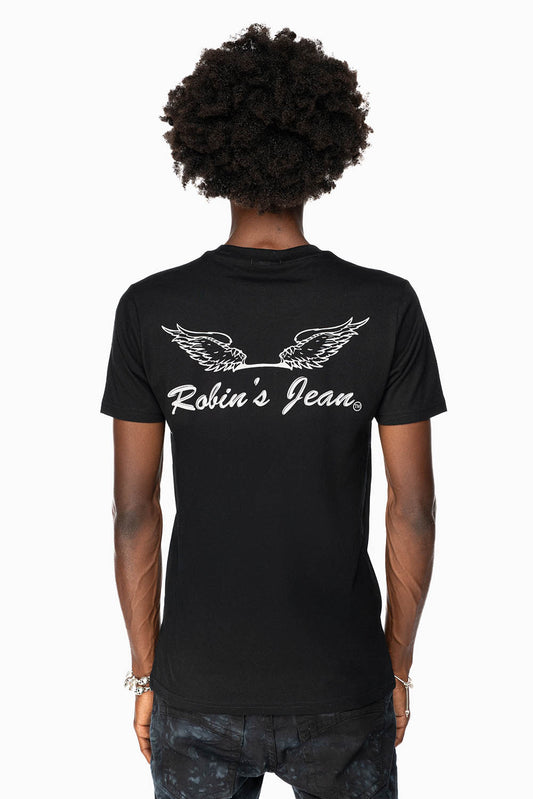ROBIN’S LOGO WINGS TEE IN BLACK WHITE