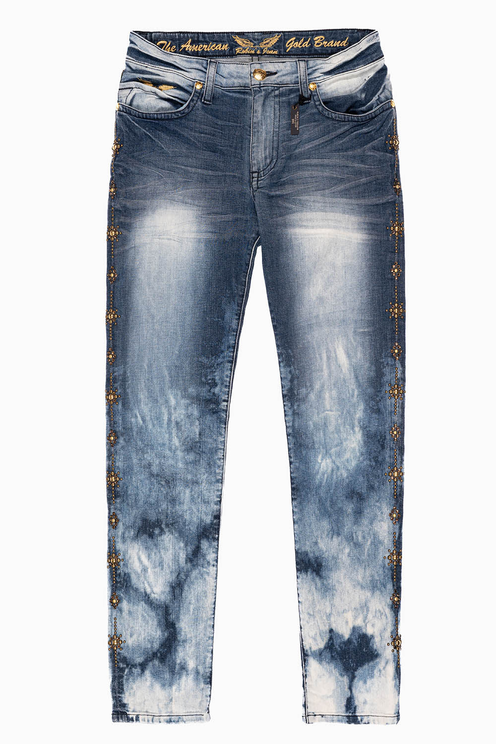 SKINNY MENS JEANS IN BLUE CLOUD JAPAN WITH GUNSLINGER CRYSTAL MOTIF