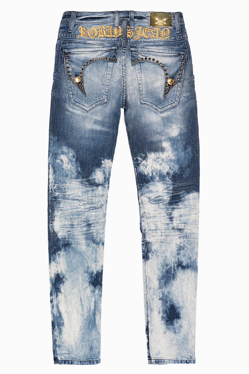 KILLER FLAP MENS SKINNY JEANS IN BLUE CLOUD JAPAN WASH WITH EMBELLISHED MONTANA BLUE CRYSTAL