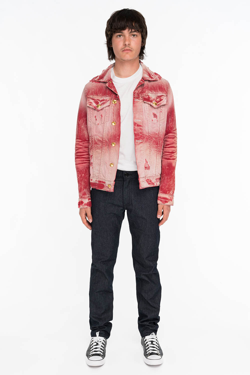 MENS RAW DENIM SLIM FIT KILLER FLAP JEANS WITH WINGS AND CRYSTALS