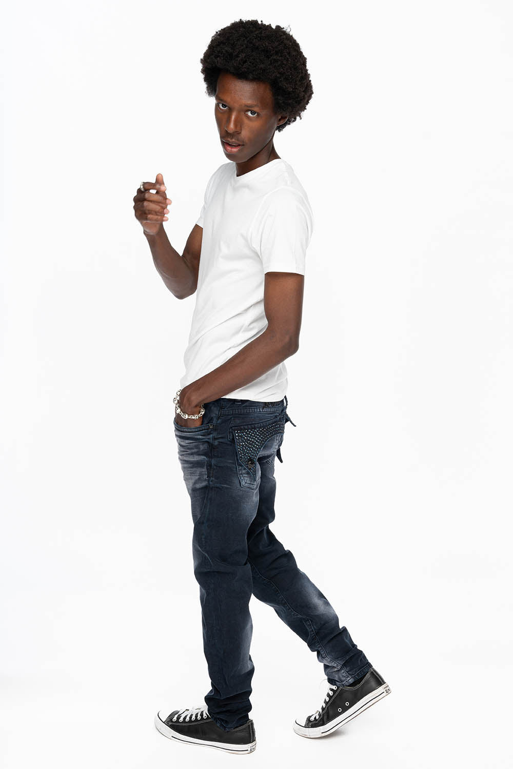 KILLER FLAP MENS SKINNY JEANS IN ANTIQUE PURPLE WITH TONAL WINGS AND FULL CRYSTAL