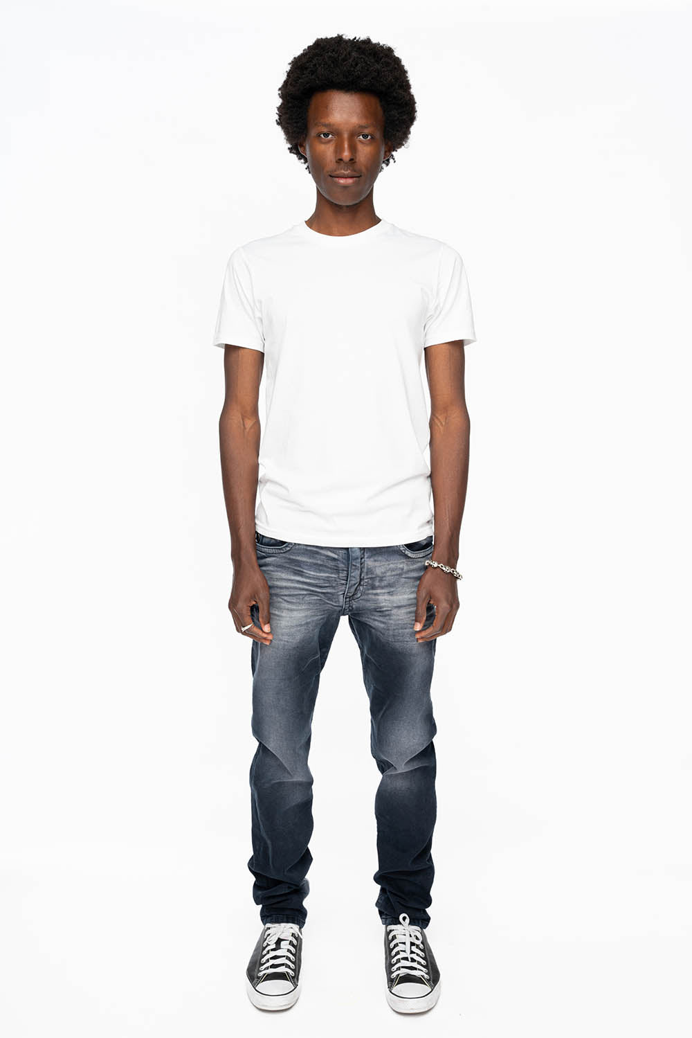 KILLER FLAP MENS SKINNY JEANS IN ANTIQUE PURPLE WITH TONAL WINGS