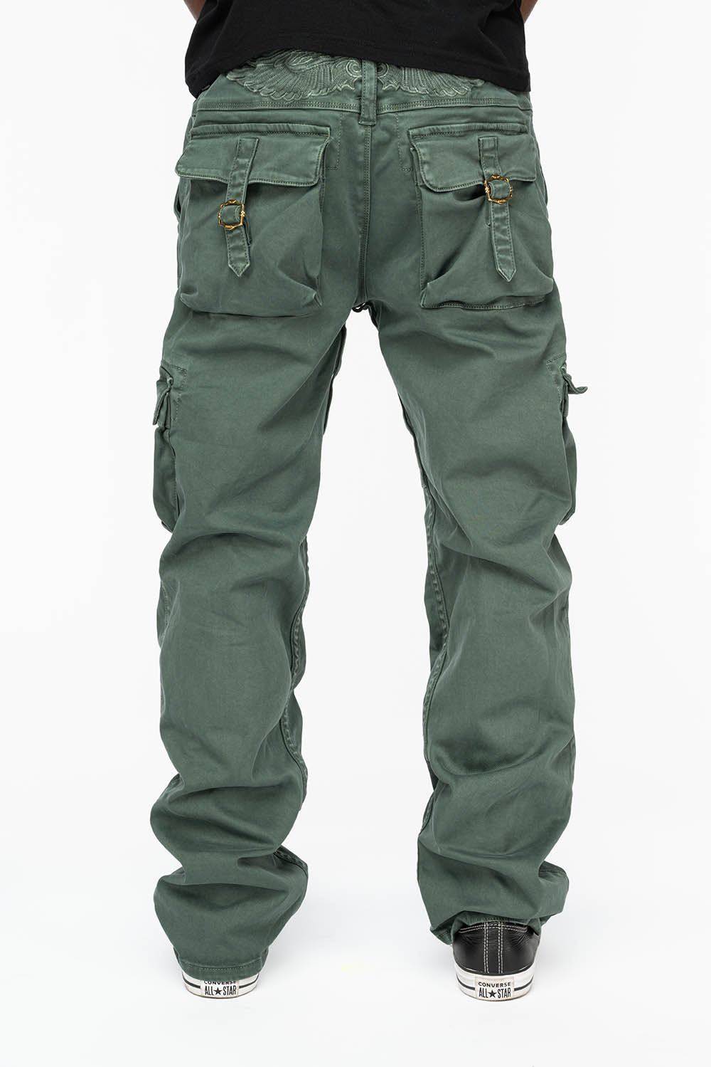 ROBINS NEW MILITARY STYLE CARGO PANTS IN FOREST WASH