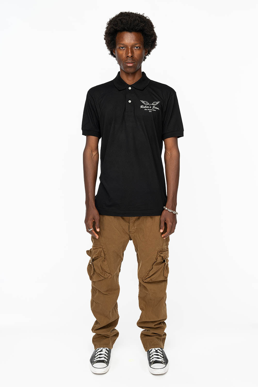 ROBINS NEW MILITARY STYLE CARGO PANTS IN KANGAROU COLOR WASH