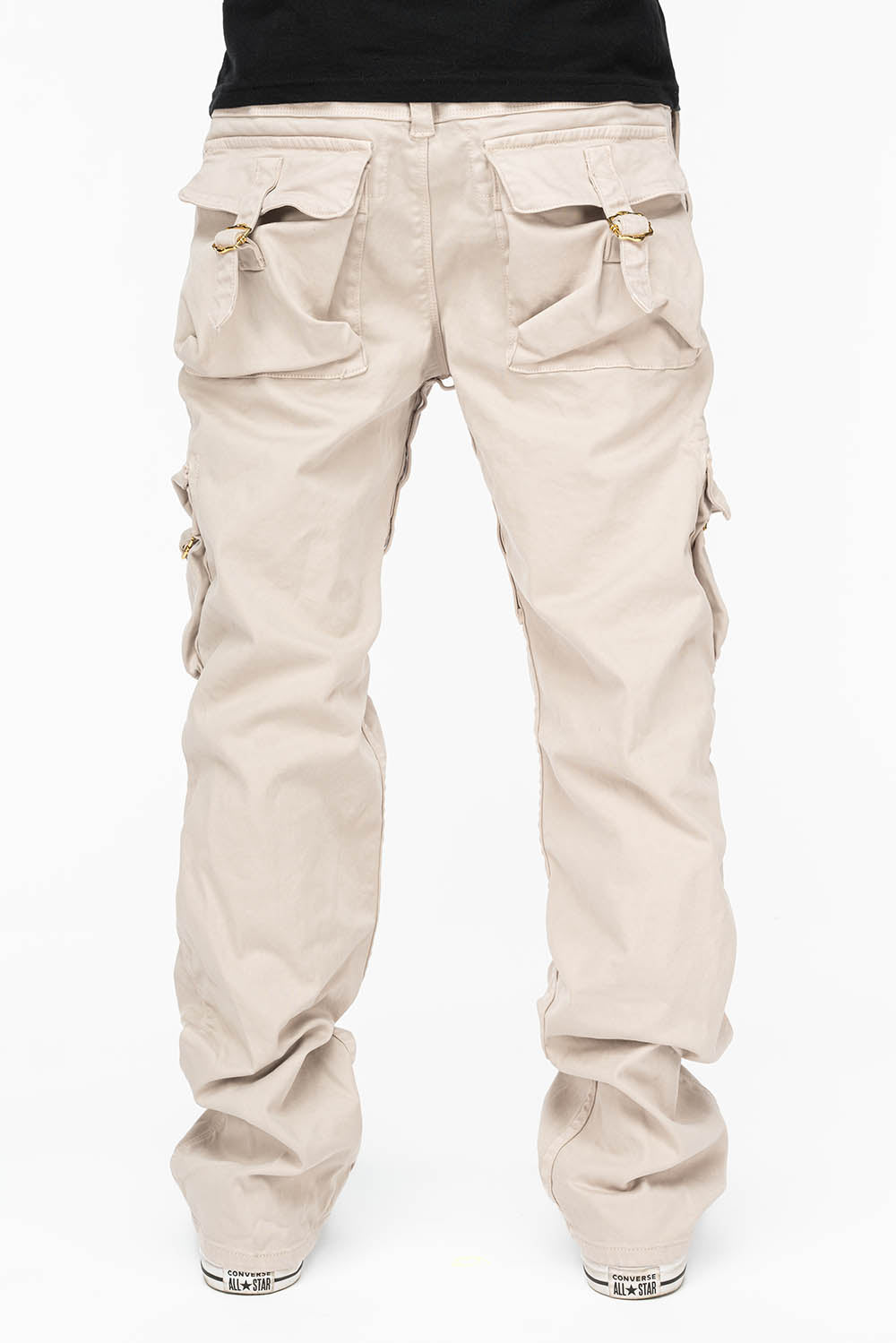 ROBINS NEW MILITARY STYLE CARGO PANTS IN STONE COLOR WASH