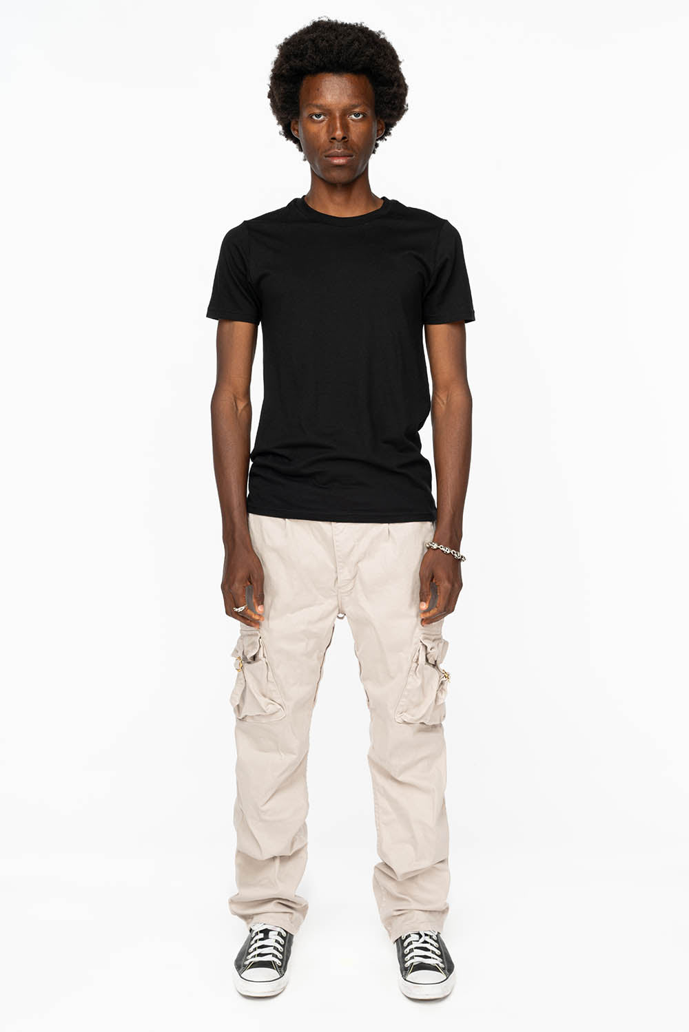 ROBINS NEW MILITARY STYLE CARGO PANTS IN STONE COLOR WASH