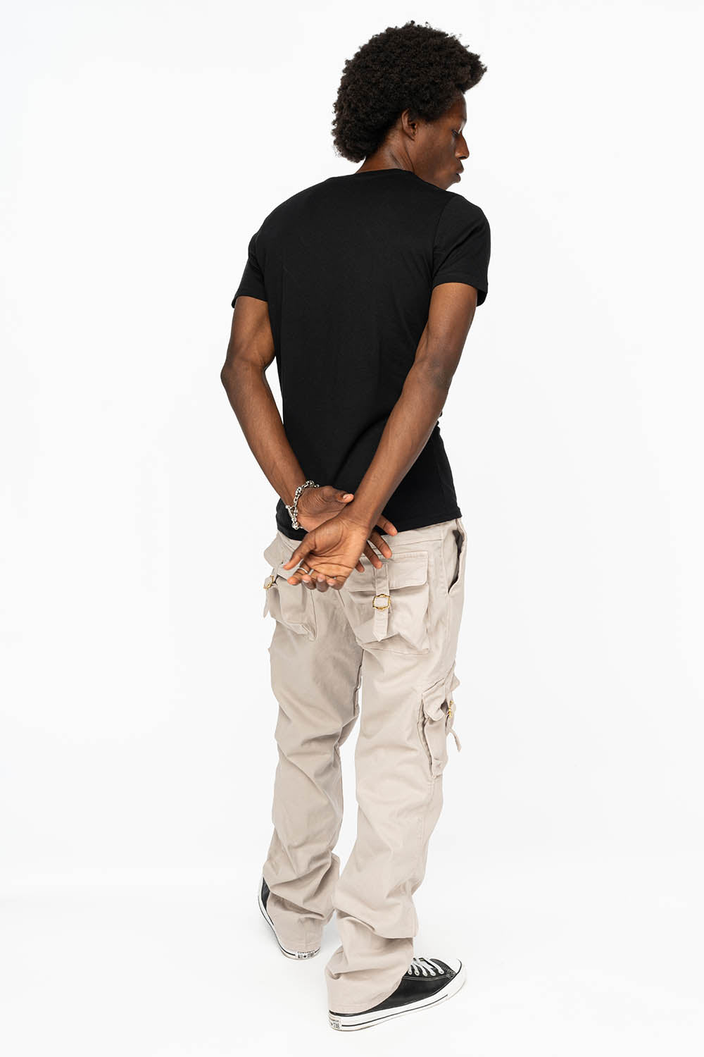 ROBINS NEW MILITARY STYLE CARGO PANTS IN STONE COLOR WASH