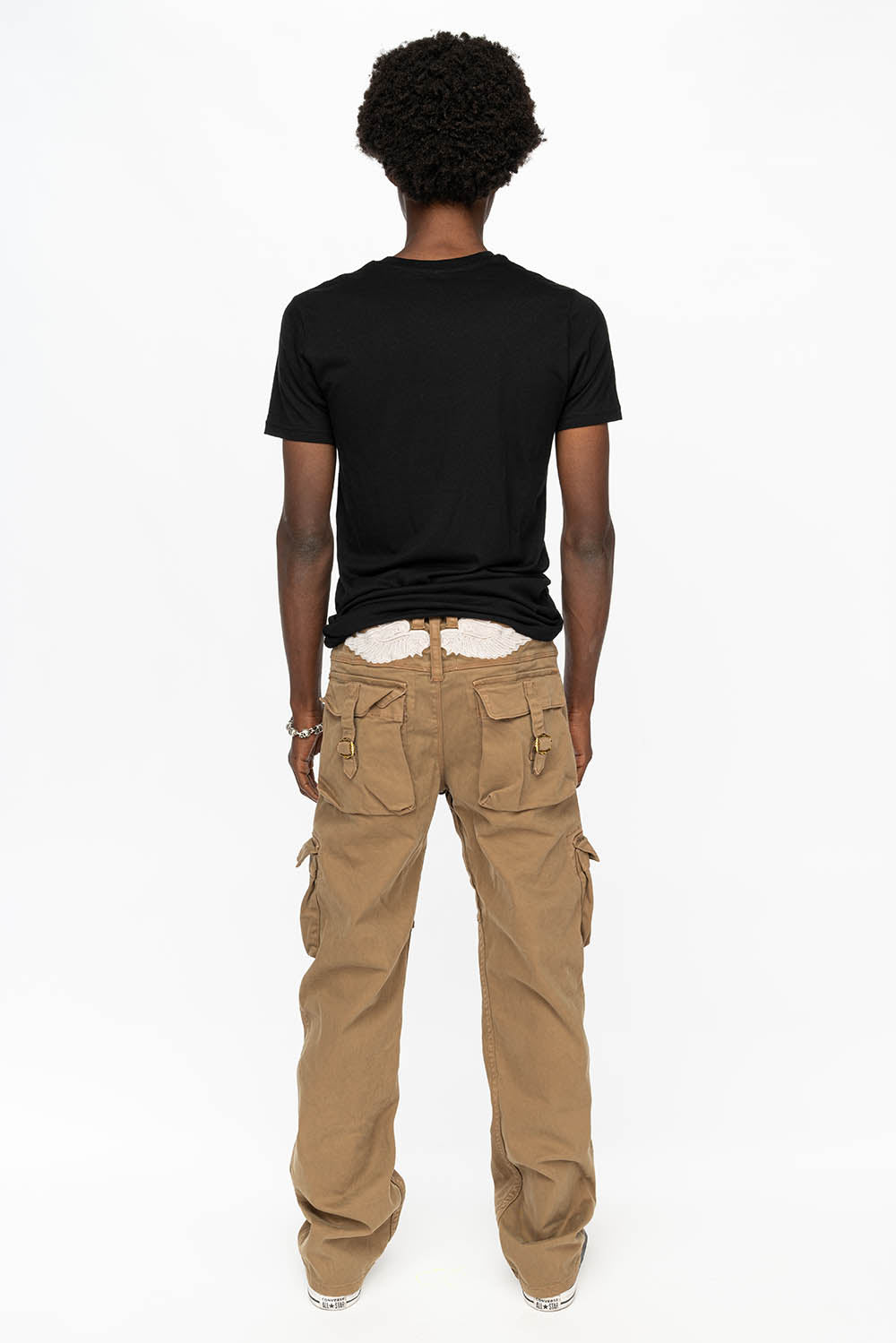 ROBINS NEW MILITARY STYLE CARGO PANTS IN KHAKI COLOR WASH