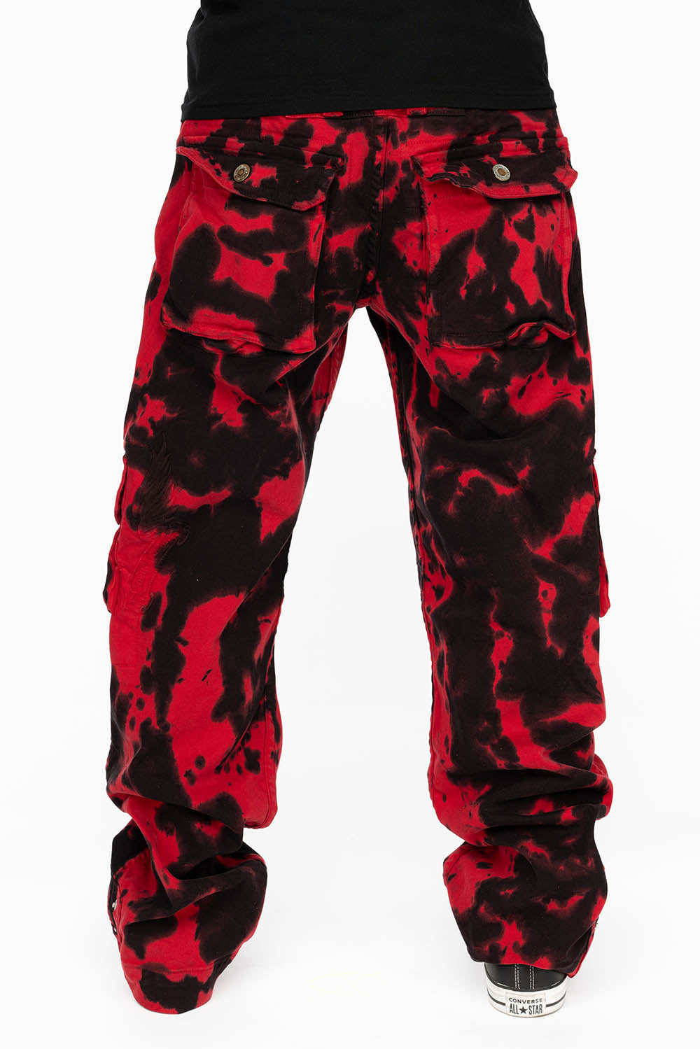 ORIGINAL ROBIN’S JEAN CALL OF DUTY CARGO PANTS IN BLACK/RED SPECIALTY WASH