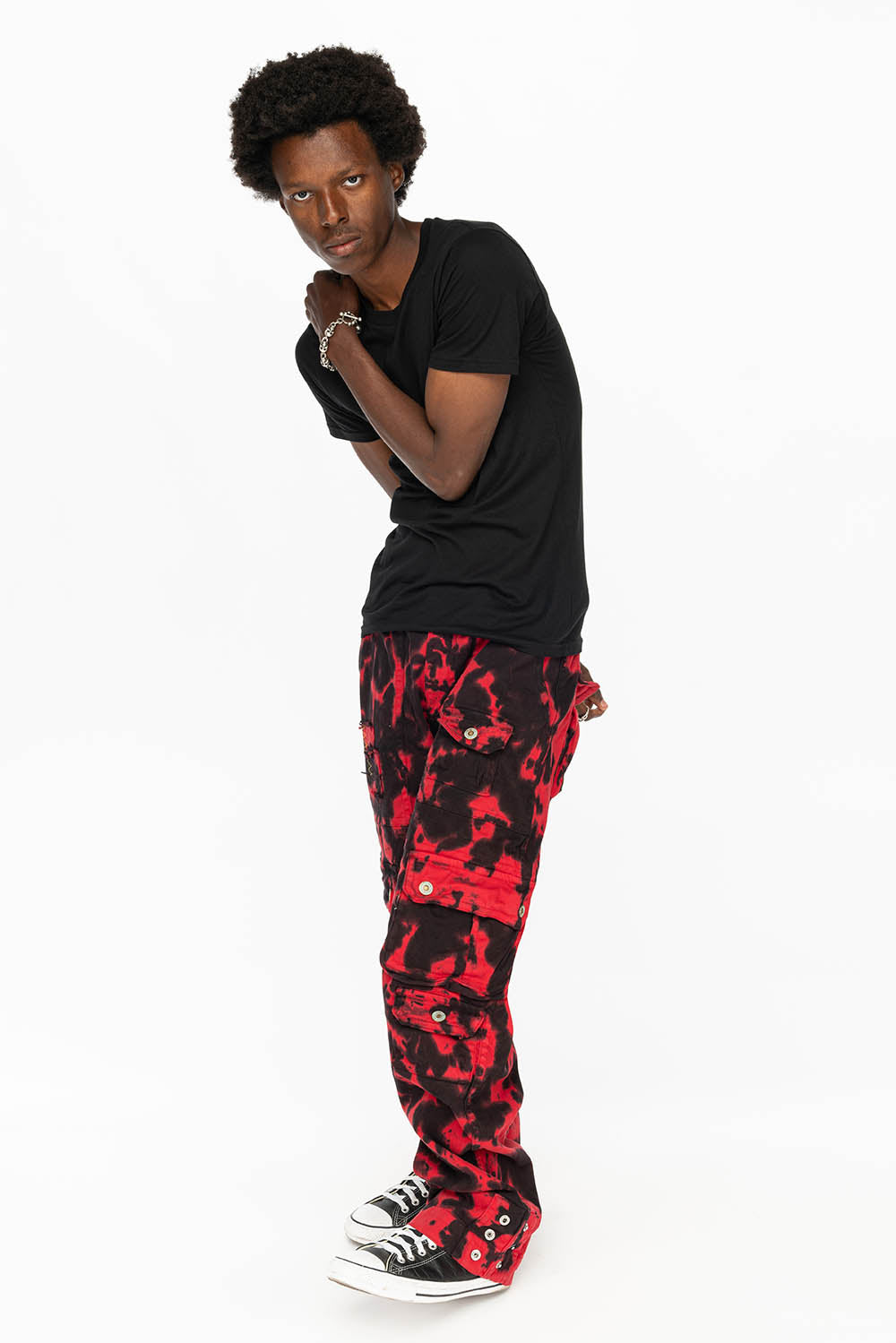 ORIGINAL ROBIN’S JEAN CALL OF DUTY CARGO PANTS IN BLACK/RED SPECIALTY WASH