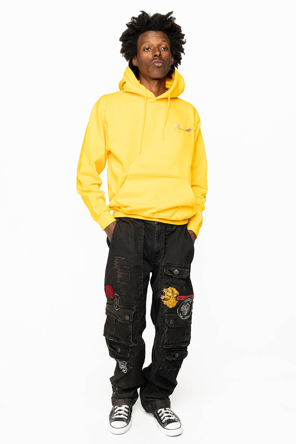 ORIGINAL ROBIN’S JEAN CALL OF DUTY CARGO PANTS IN VINTAGE BLACK COLOR WITH MULTIPLE PATCH