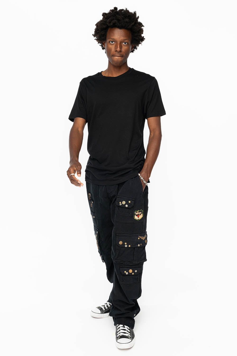 ORIGINAL ROBIN’S JEAN CALL OF DUTY CARGO PANTS IN BLACK COLOR  WITH ROCK N ROLL PATCH