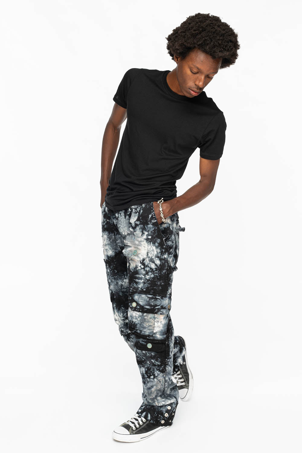 ORIGINAL ROBIN’S JEAN CALL OF DUTY CARGO PANTS IN CRYSTAL TIE DYE BLK