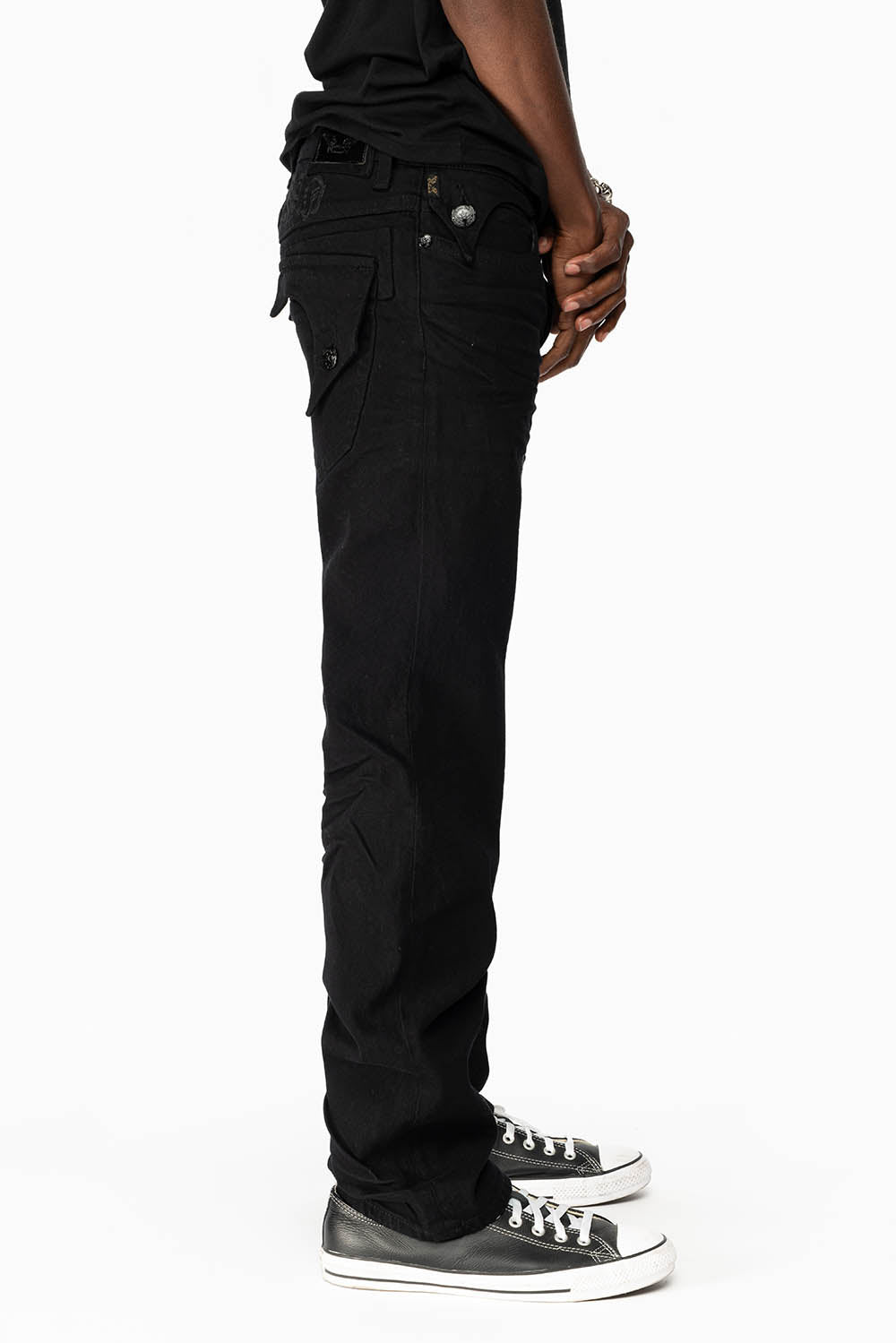 KILLER FLAP MENS STRAIGHT LEG JEAN IN PURE BLACK
