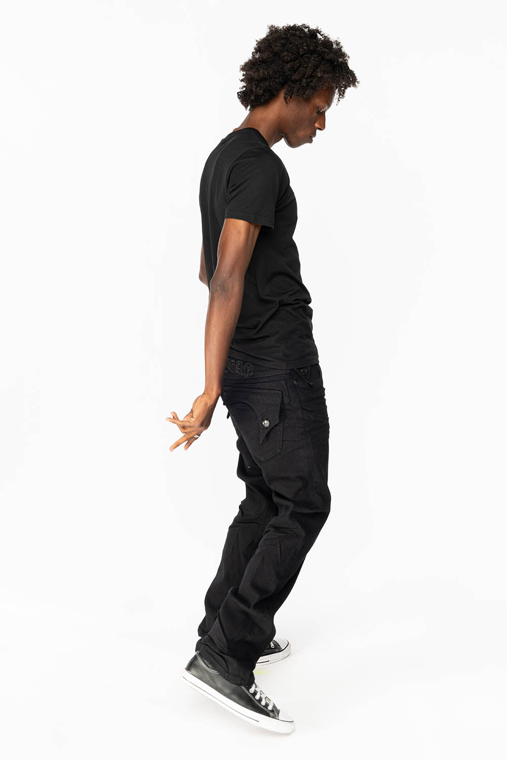 KILLER FLAP MENS STRAIGHT LEG JEAN IN PURE BLACK