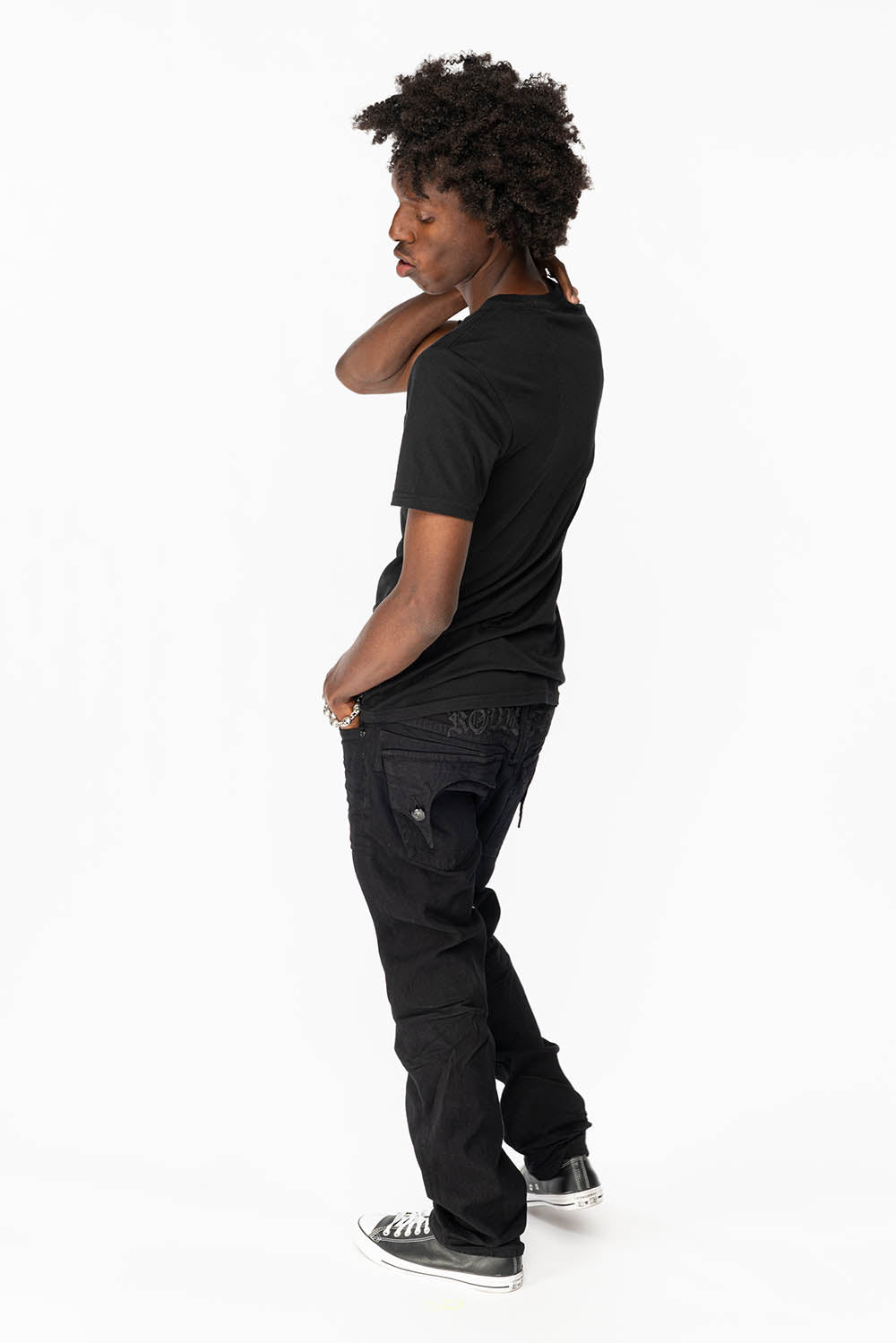 KILLER FLAP MENS STRAIGHT LEG JEAN IN PURE BLACK