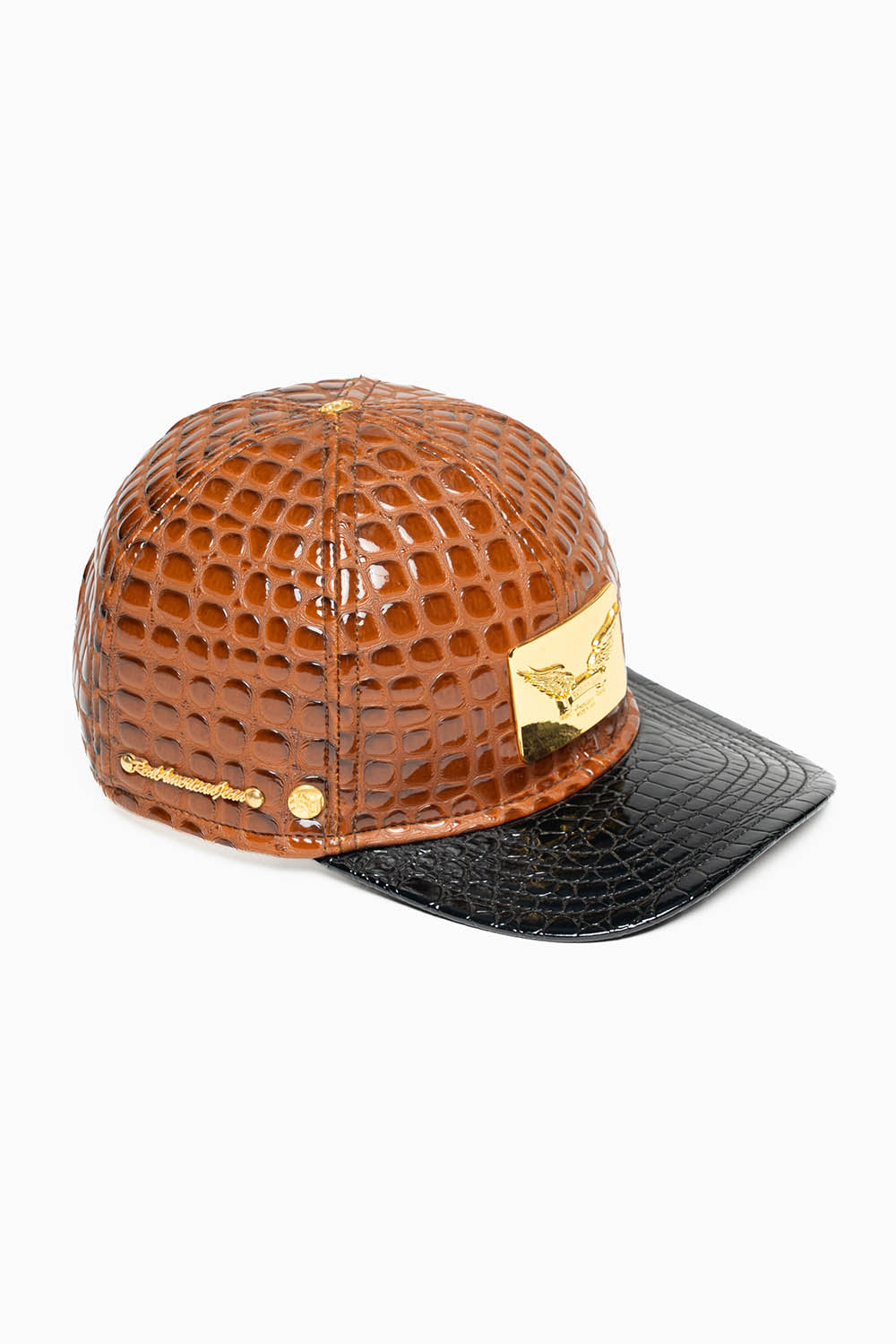 ROBIN'S GOLD TAG CAP IN BROWN/BLK LIZARD