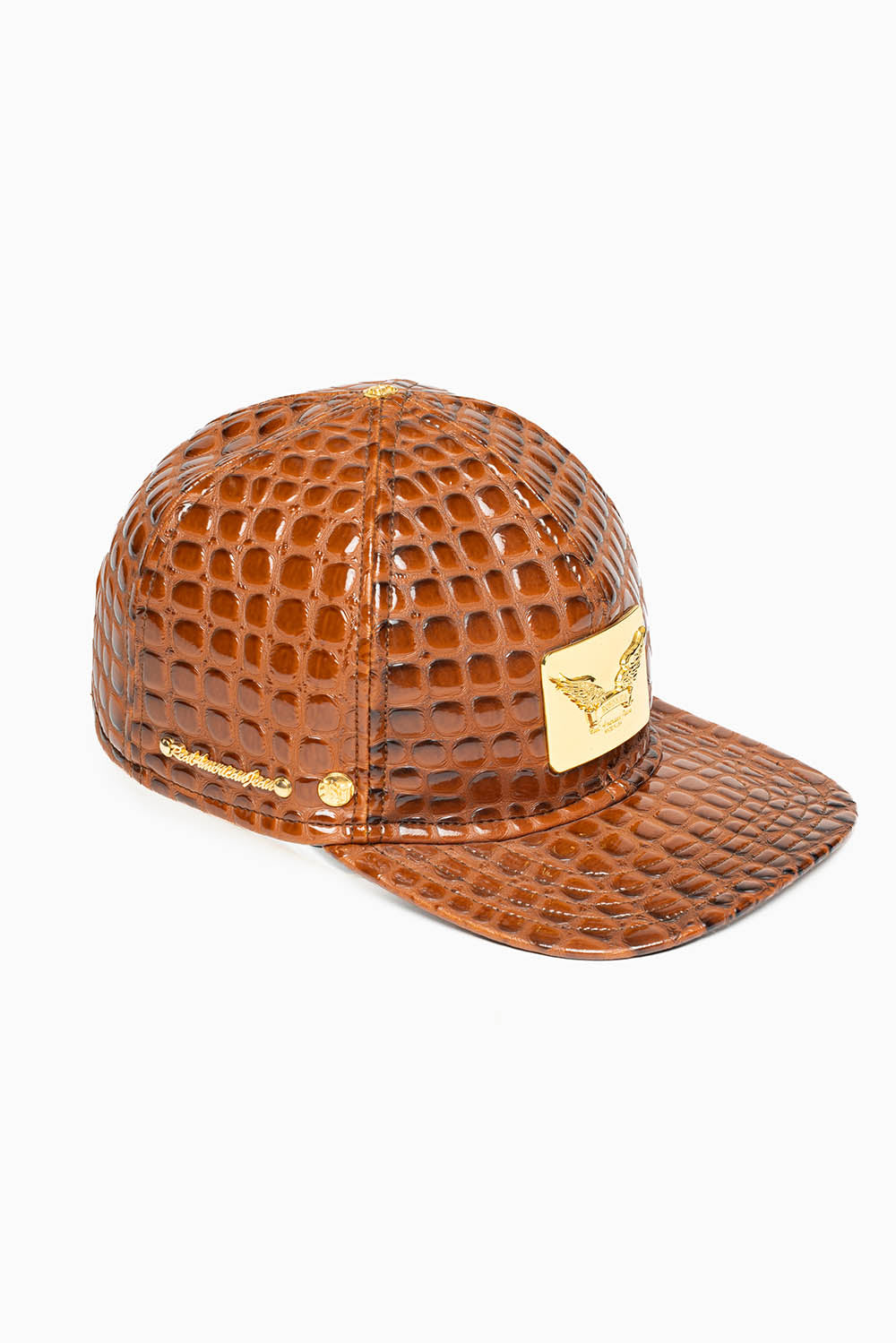 ROBIN'S GOLD TAG CAP IN BROWN LIZARD