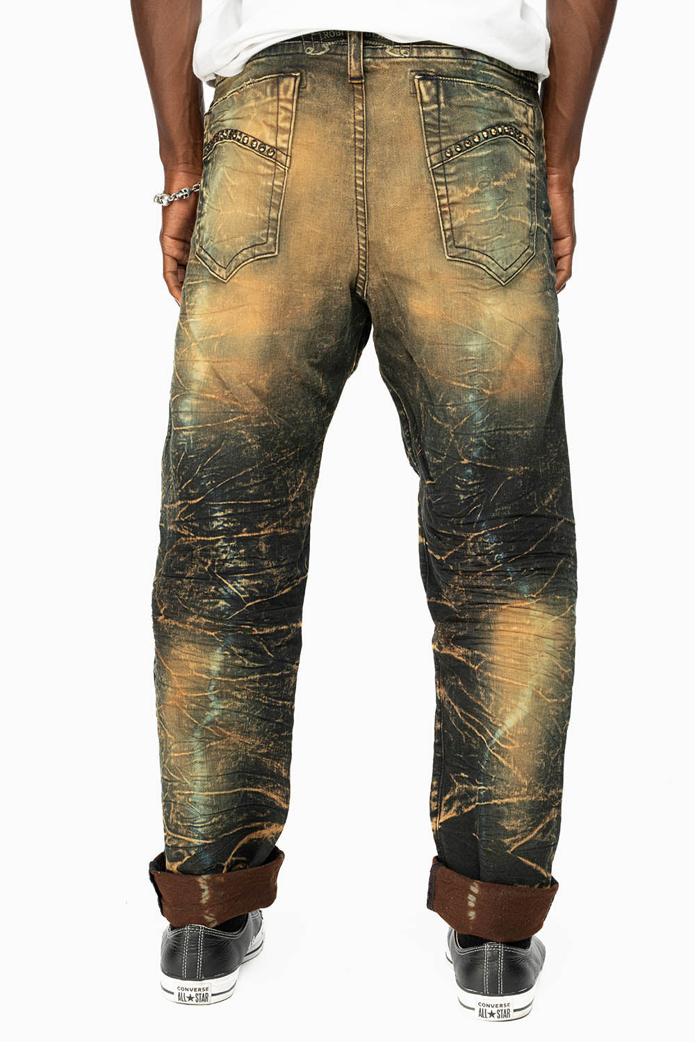 SKINNY MENS JEANS IN 4D DARK PERU WASH WITH AURUM CRYSTALS