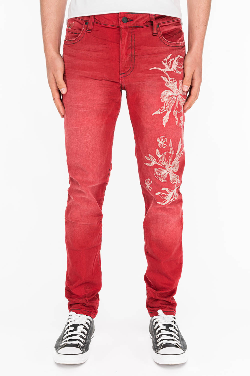 Men's fashion red denim jeans