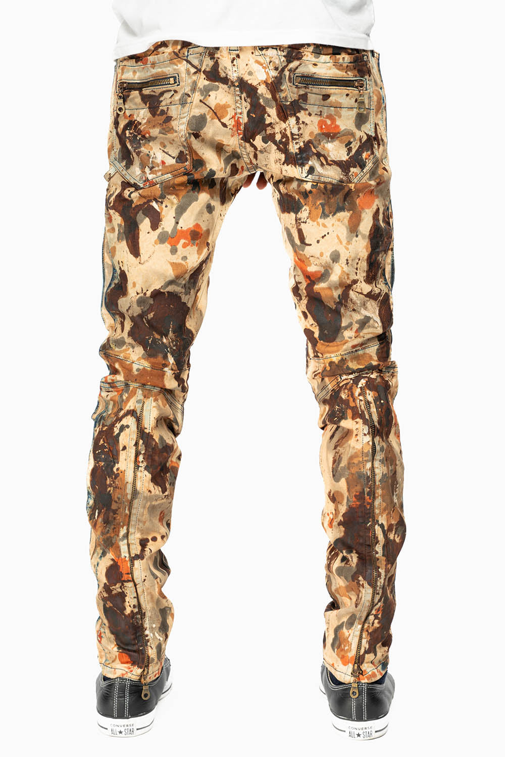 MENS BIKER JEANS IN RICHARD WASH WITH BLUE DENIM STRIPES