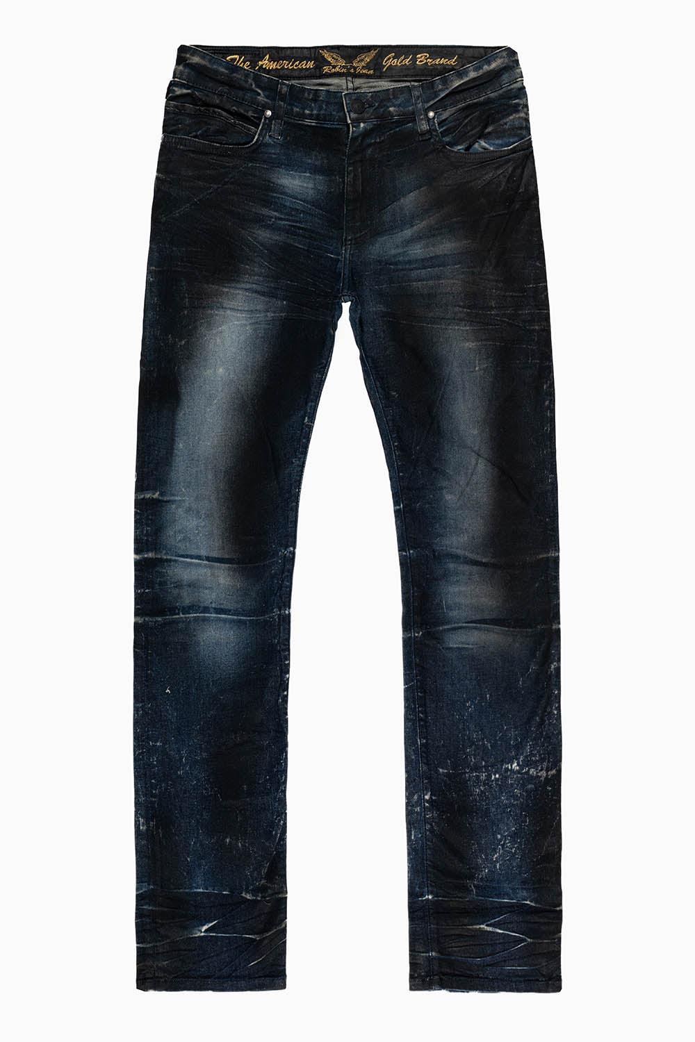 MENS FLAP POCKET SLIM JEANS IN DARK BLUE 5D SEMI COATING WASH WITH CRYSTALS