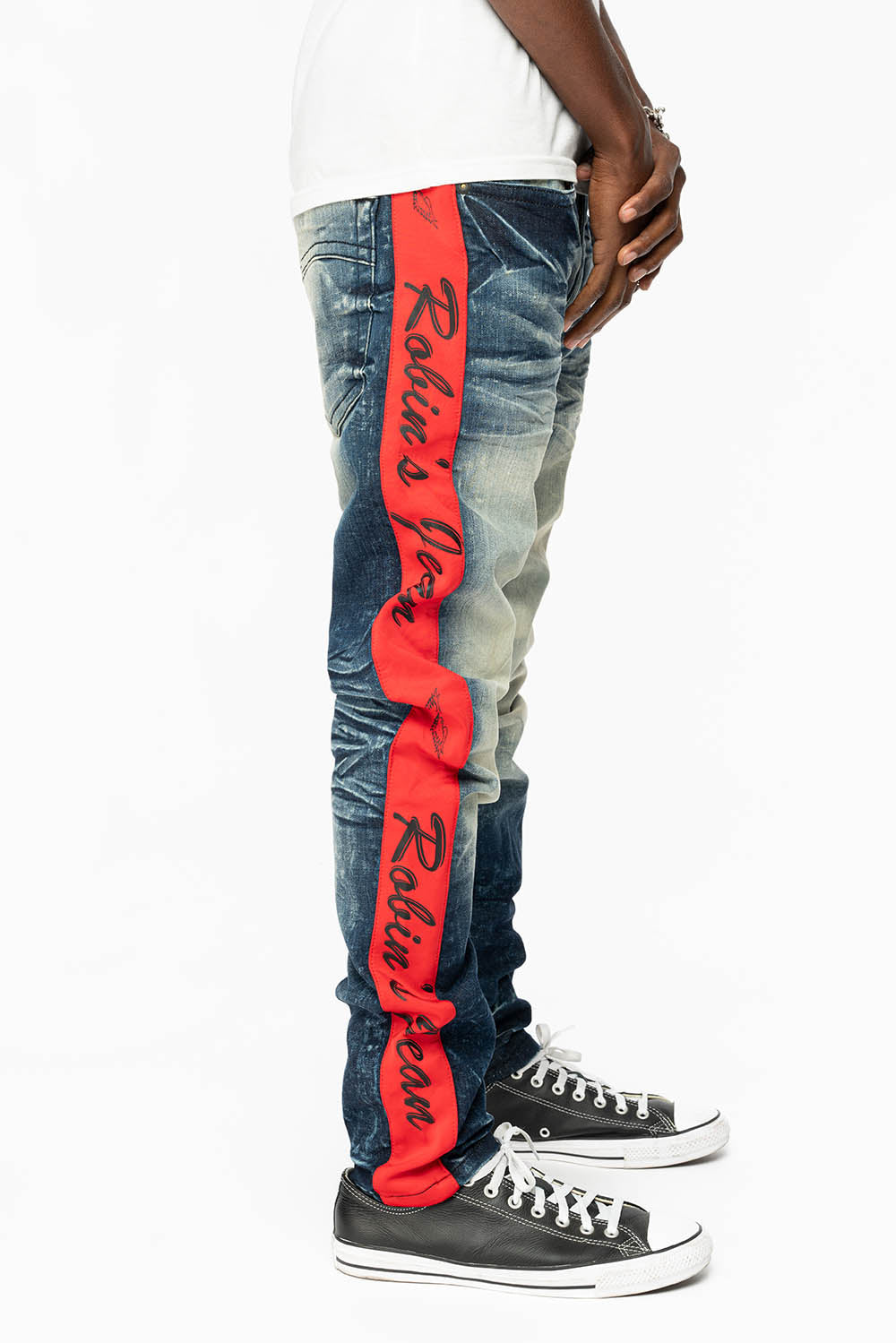 TEAM ROBIN'S SKINNY MENS JEANS IN 5DD BLUE WASH