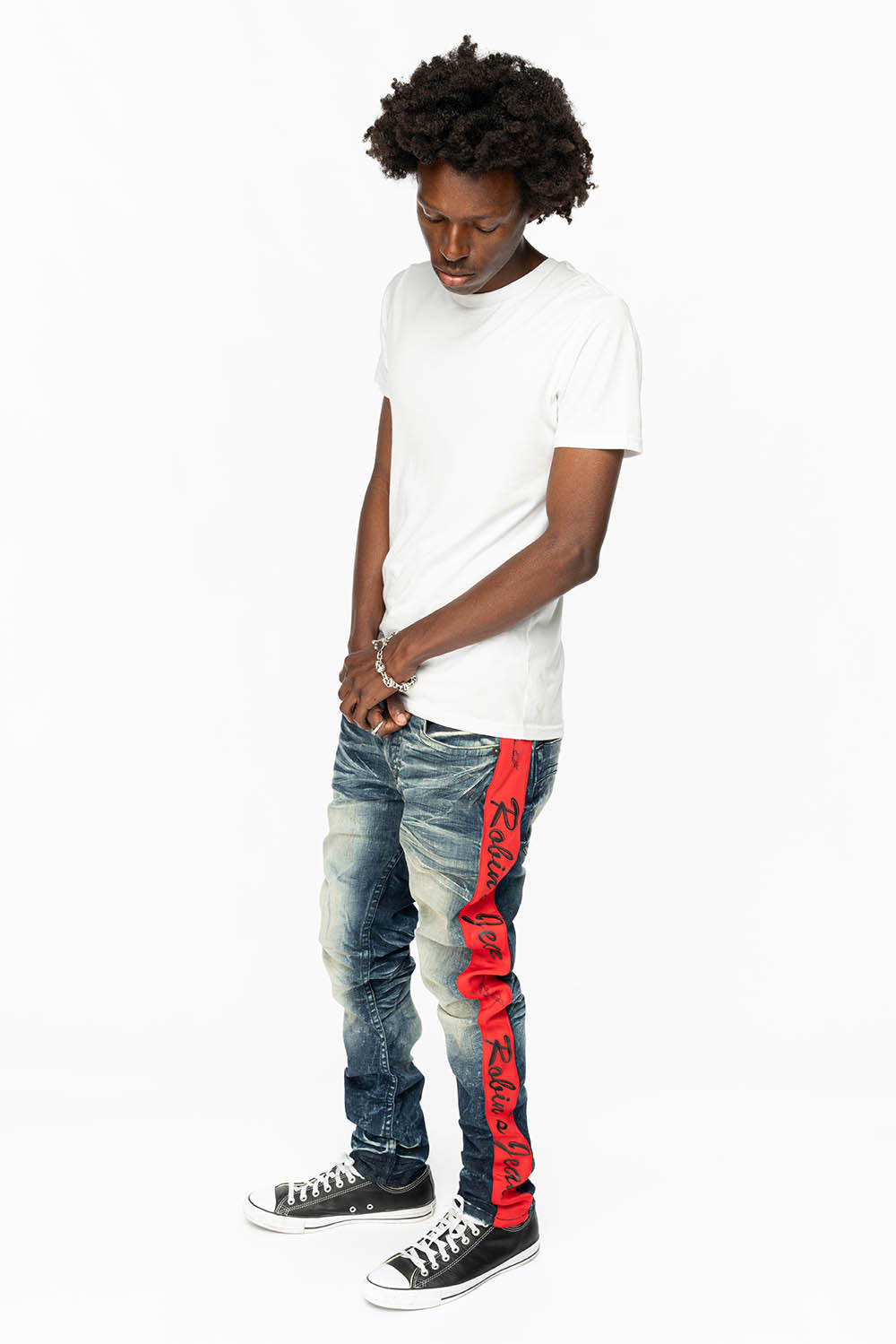 TEAM ROBIN'S SKINNY MENS JEANS IN 5DD BLUE WASH