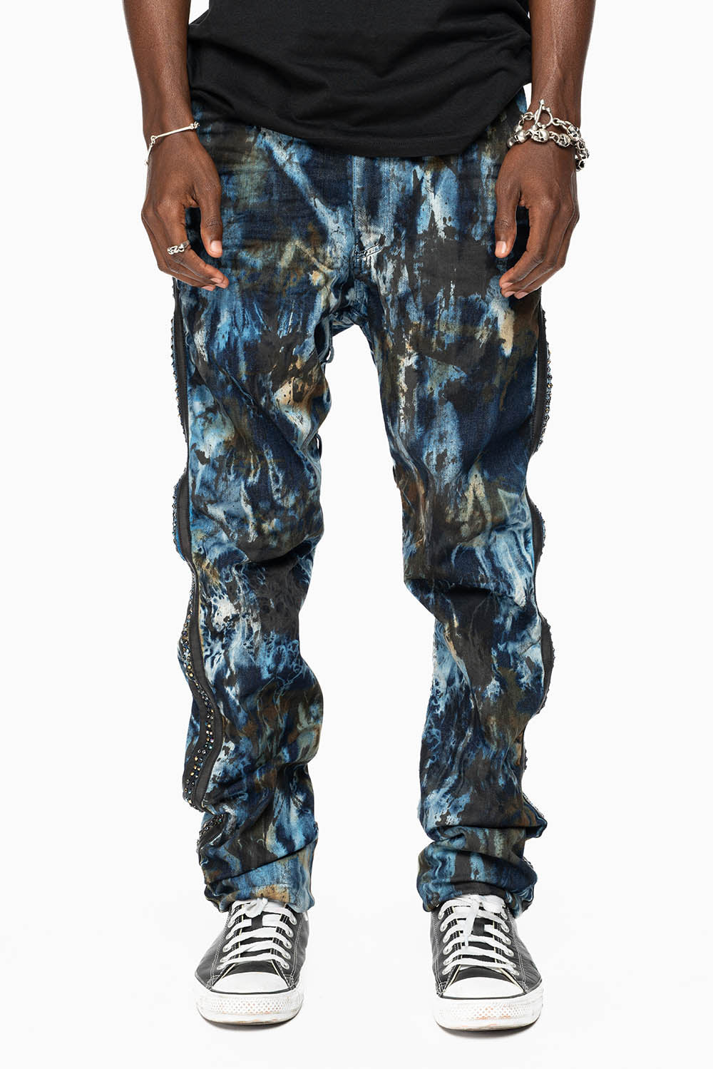 ARCHIVE LIMITED EDITION WARRIOR MILITARY JEAN IN BABA BLUE WASH WITH CRYSTALS