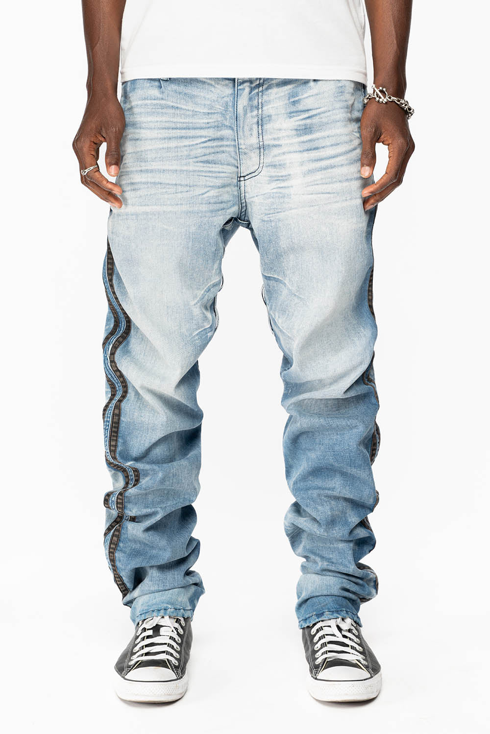 MENS LIMITED EDITION WARRIOR MILITARY JEAN- PANTS IN BLUE OMAHA LIGHT WASH