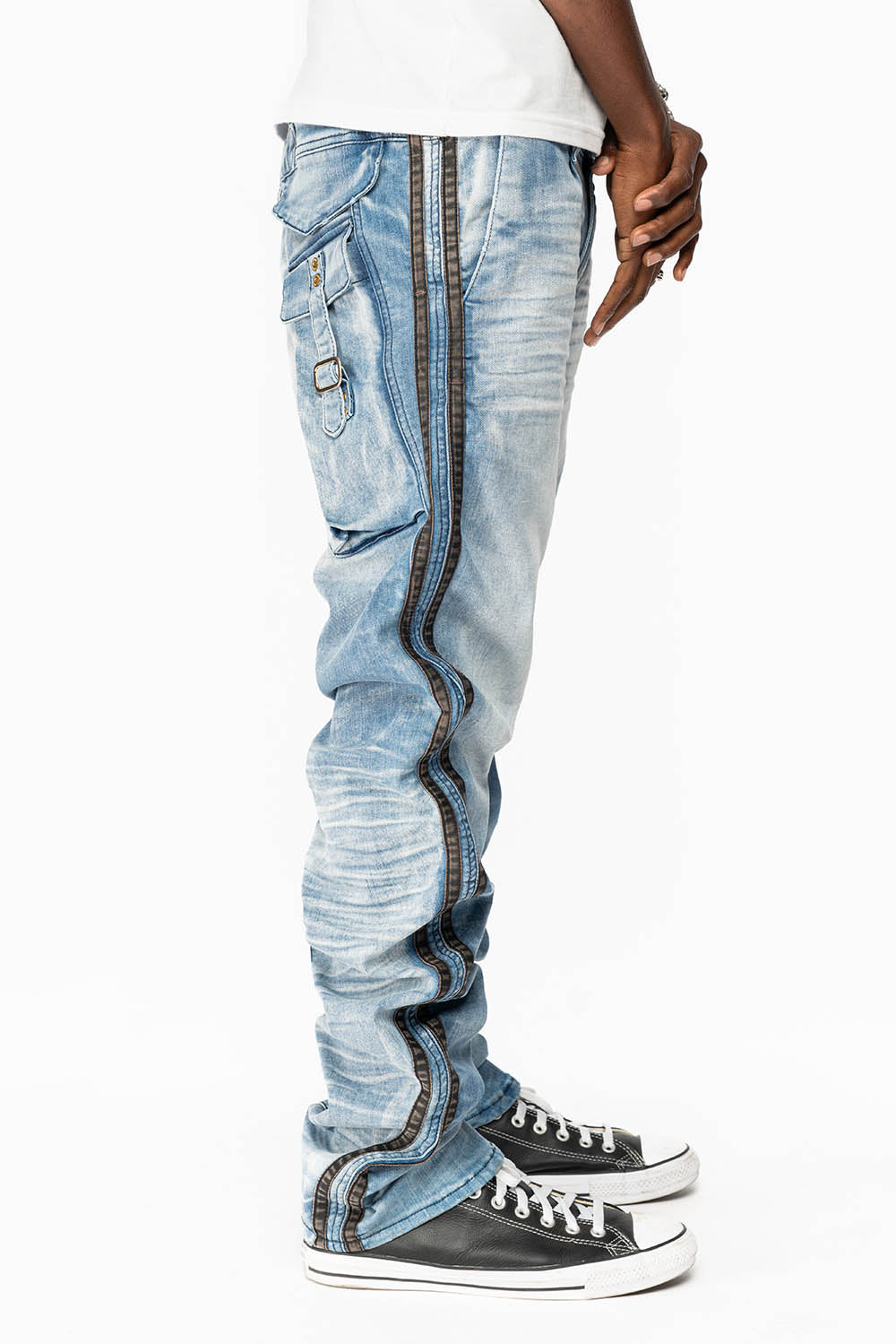 MENS LIMITED EDITION WARRIOR MILITARY JEAN- PANTS IN BLUE OMAHA LIGHT WASH