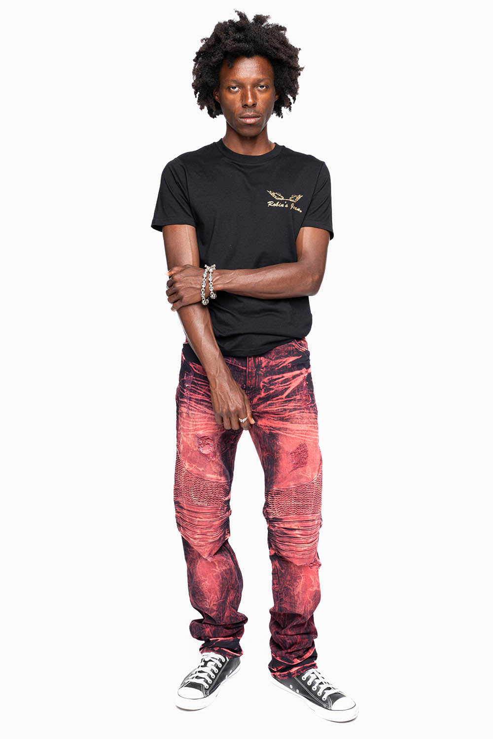 MENS BIKER JEANS WITH FLAP IN YANKEE WASH WITH CRYSTALS