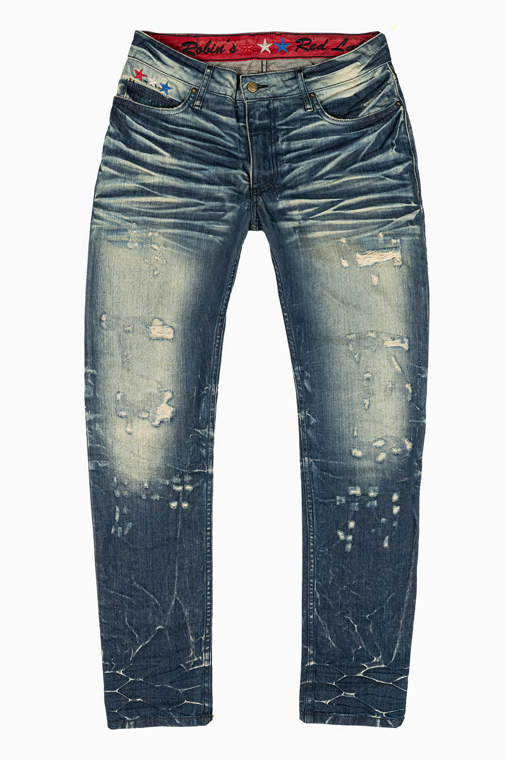 ROBINS RED LABEL LONG FLAP/MILITARY SLIM JEANS IN 5D DARK BROKEN WASH