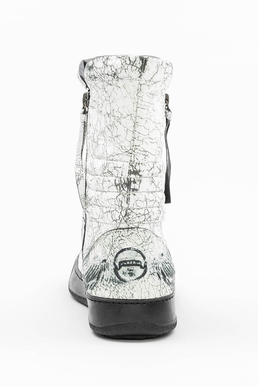 MENS HIGH TOP BIKER SHOES IN CRACKLED WHITE