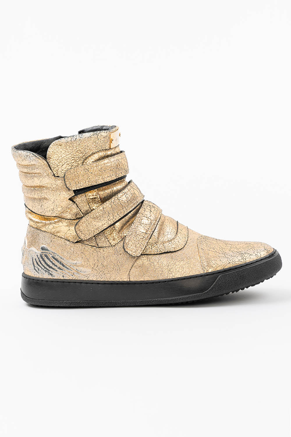 MENS HIGH TOP VELCRO SHOES IN CRACKLED GOLD