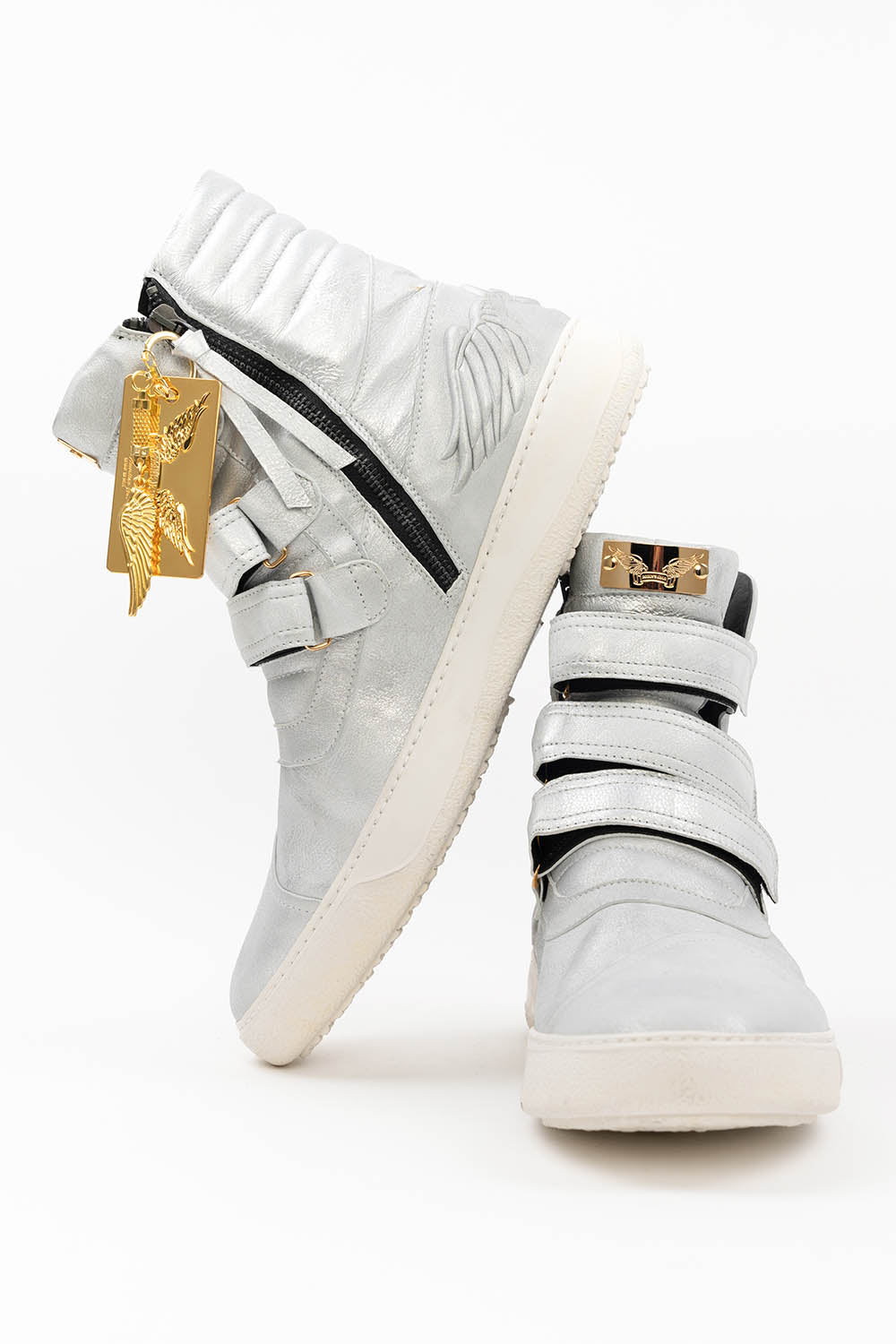 MENS HIGH TOP VELCRO SHOES IN SPRITE SILVER