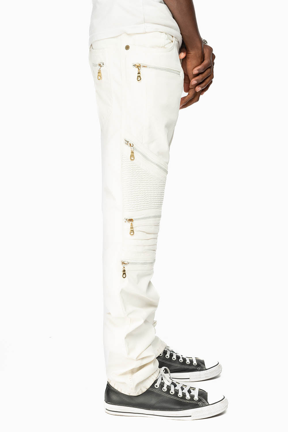 MENS THE SHOW BIKER JEANS IN WHITE COATING WASH