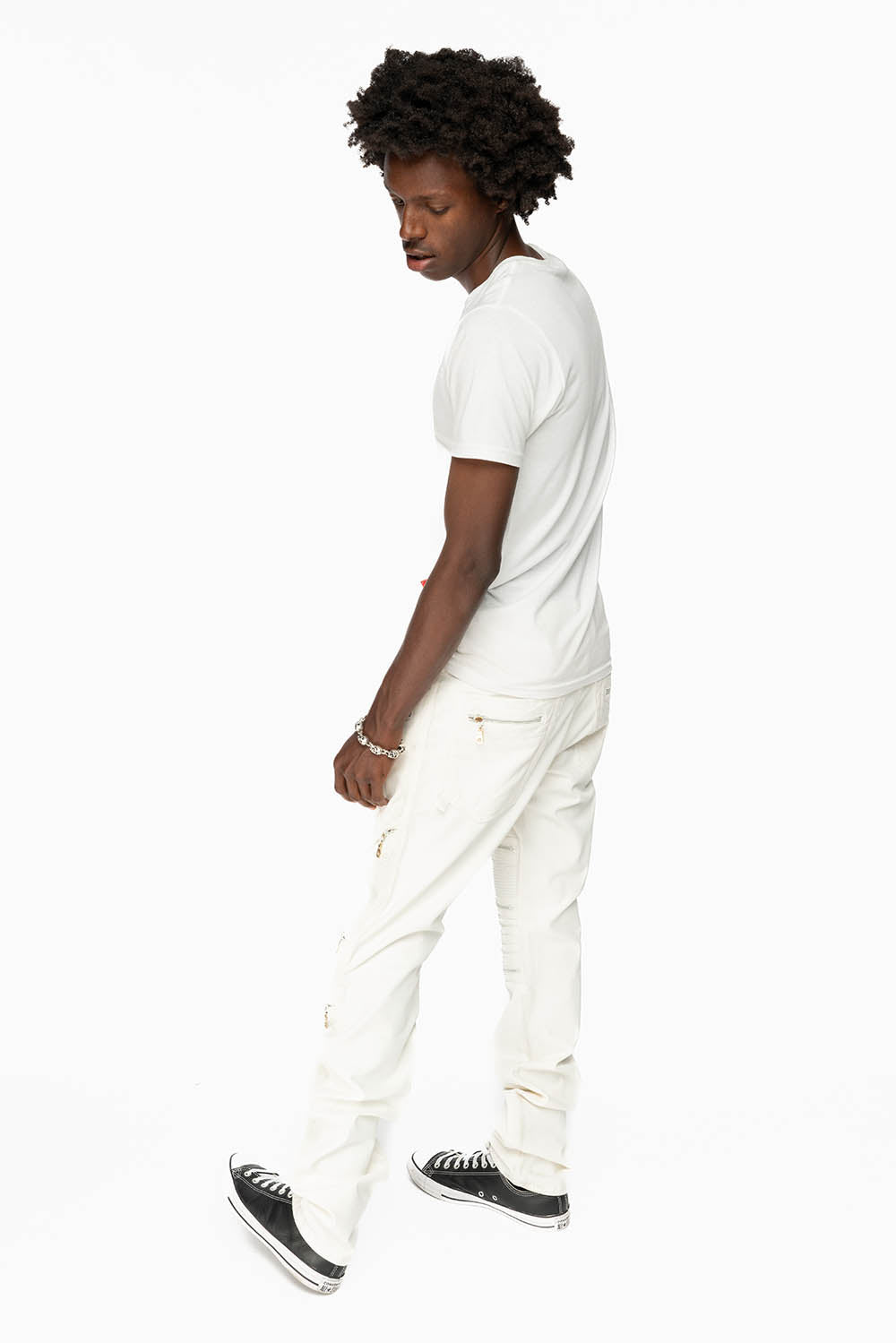 MENS THE SHOW BIKER JEANS IN WHITE COATING WASH