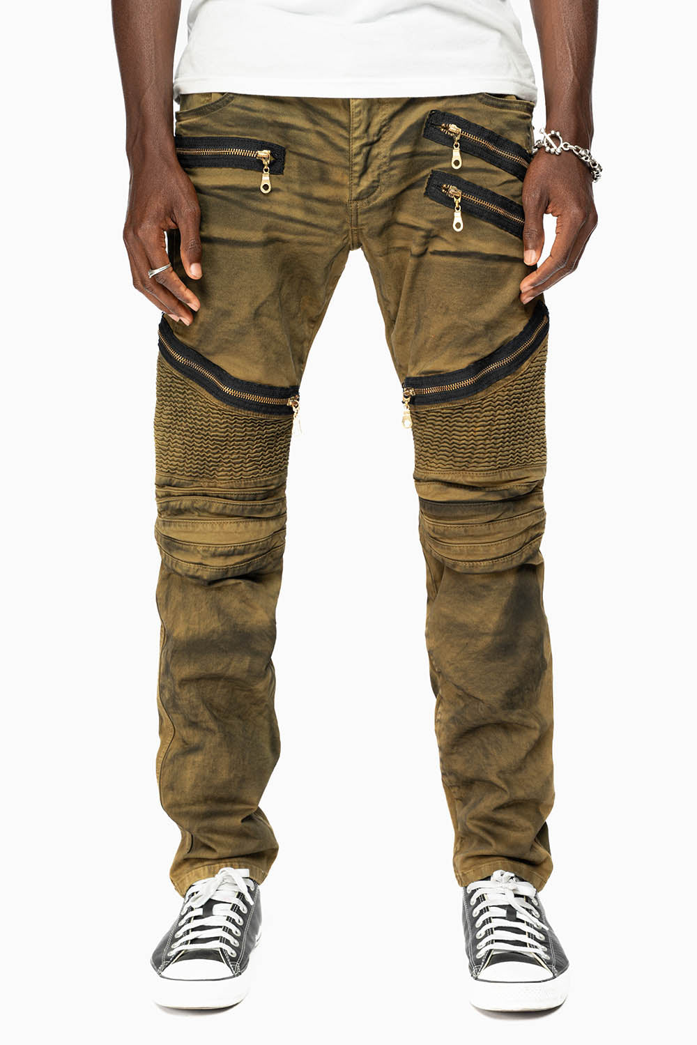 LONG FLAP BIKER IN SUPER NATURAL OLIVE WASH
