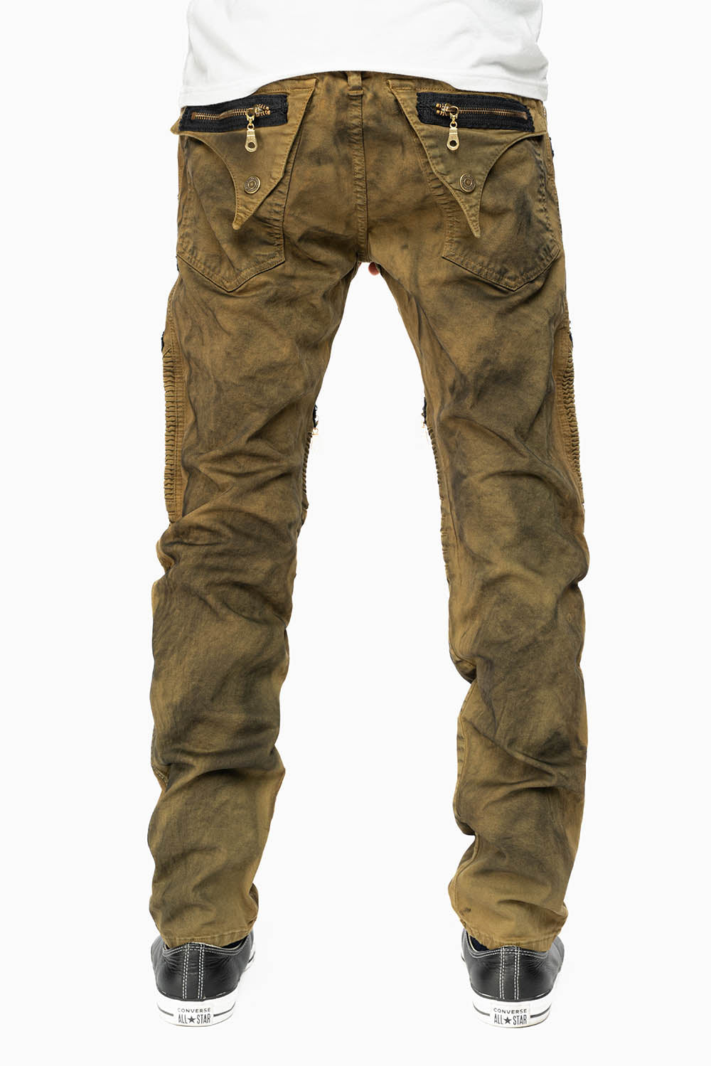LONG FLAP BIKER IN SUPER NATURAL OLIVE WASH