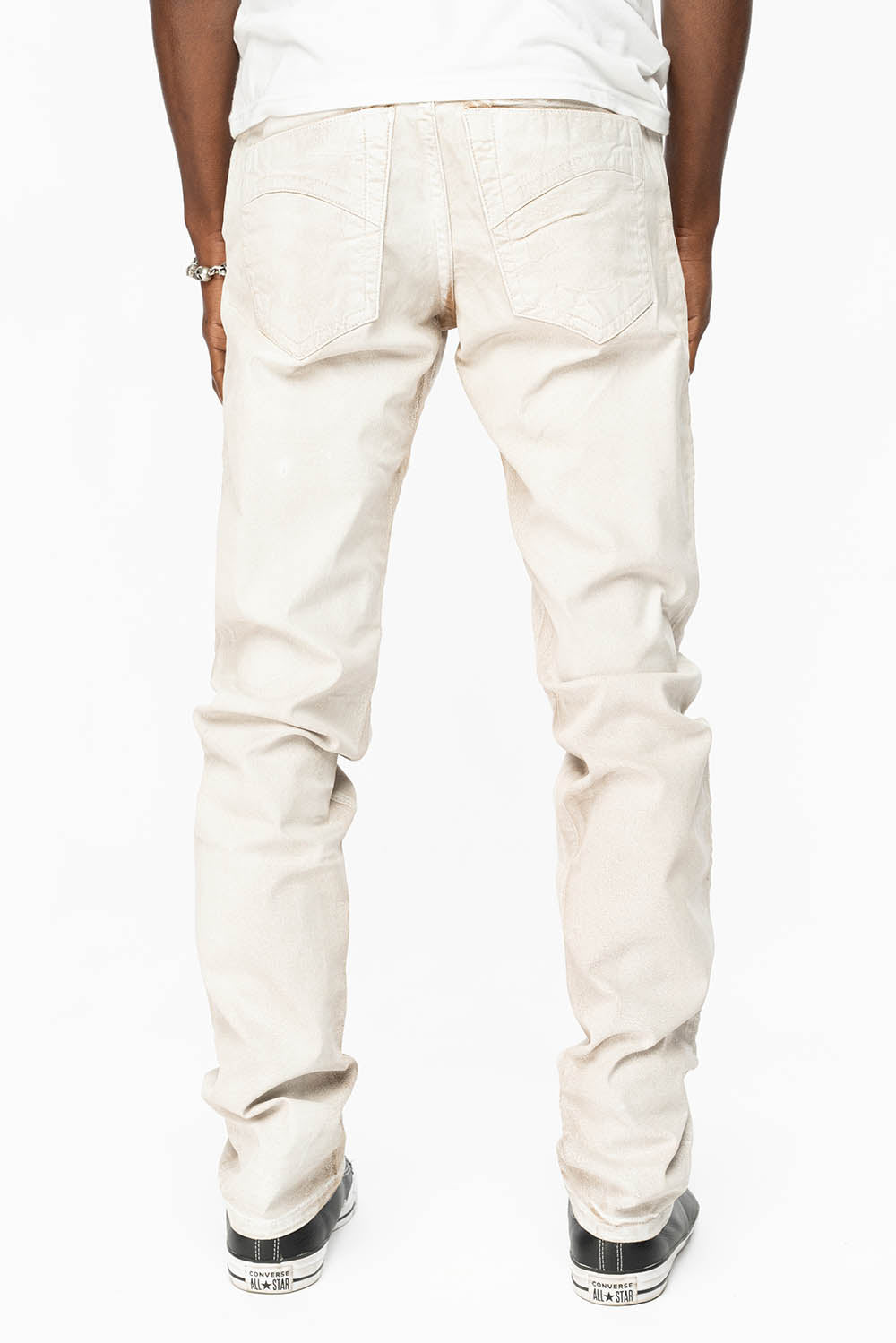 CLASSIC 5 POCKET SLIM LEG JEANS IN CUIR WHITE