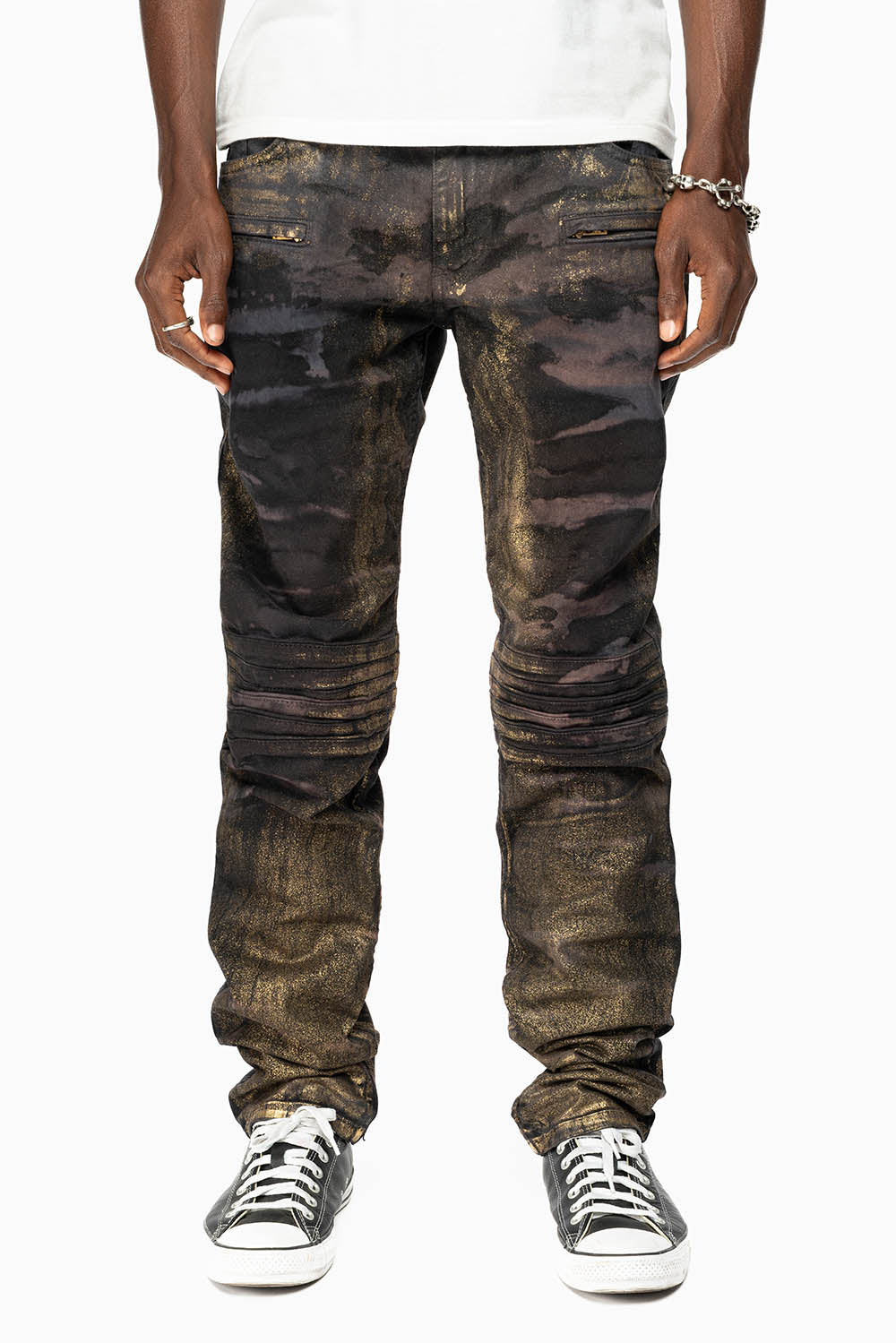 MENS MOTO BIKER JEANS IN AERO BLACK WASH