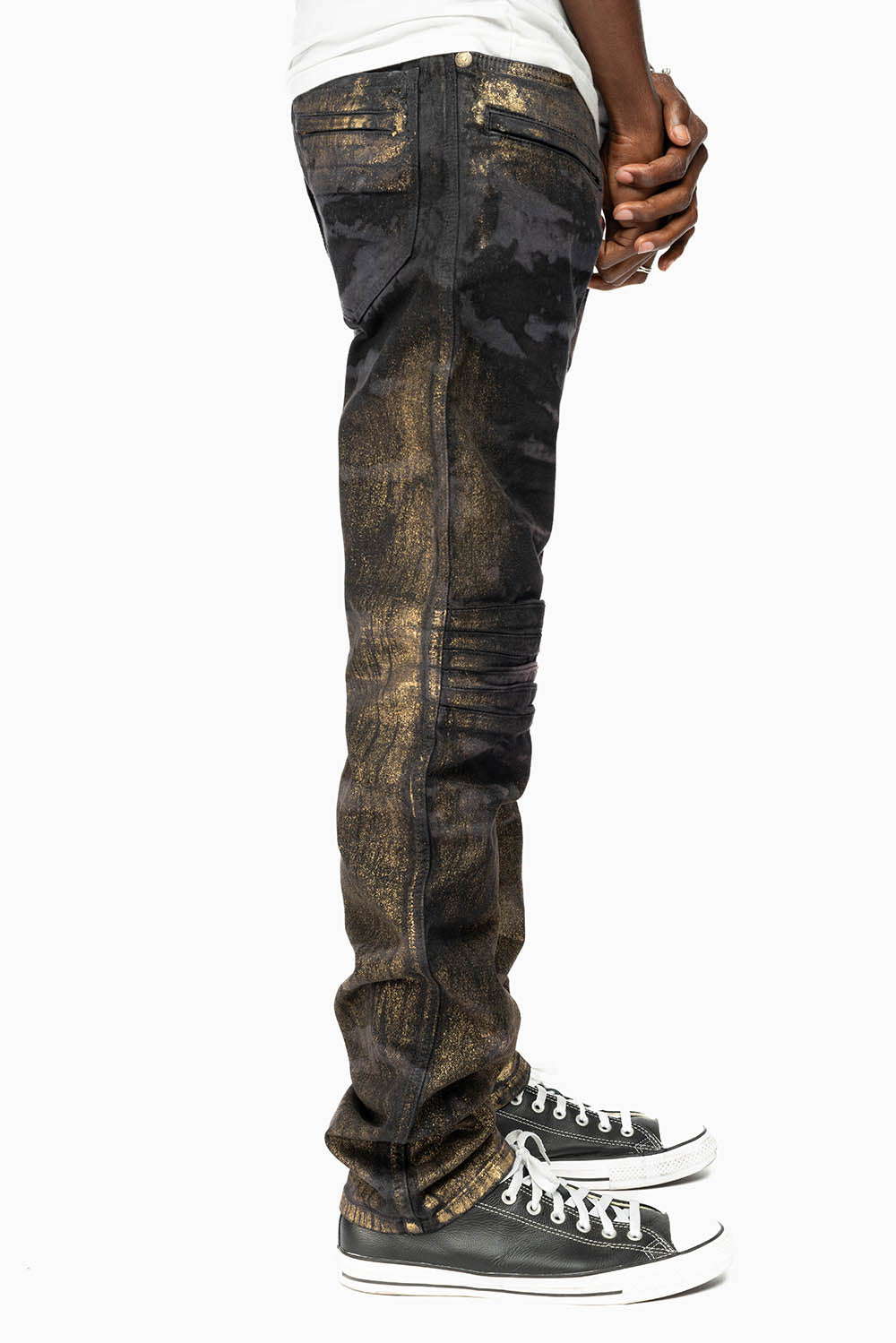 MENS MOTO BIKER JEANS IN AERO BLACK WASH