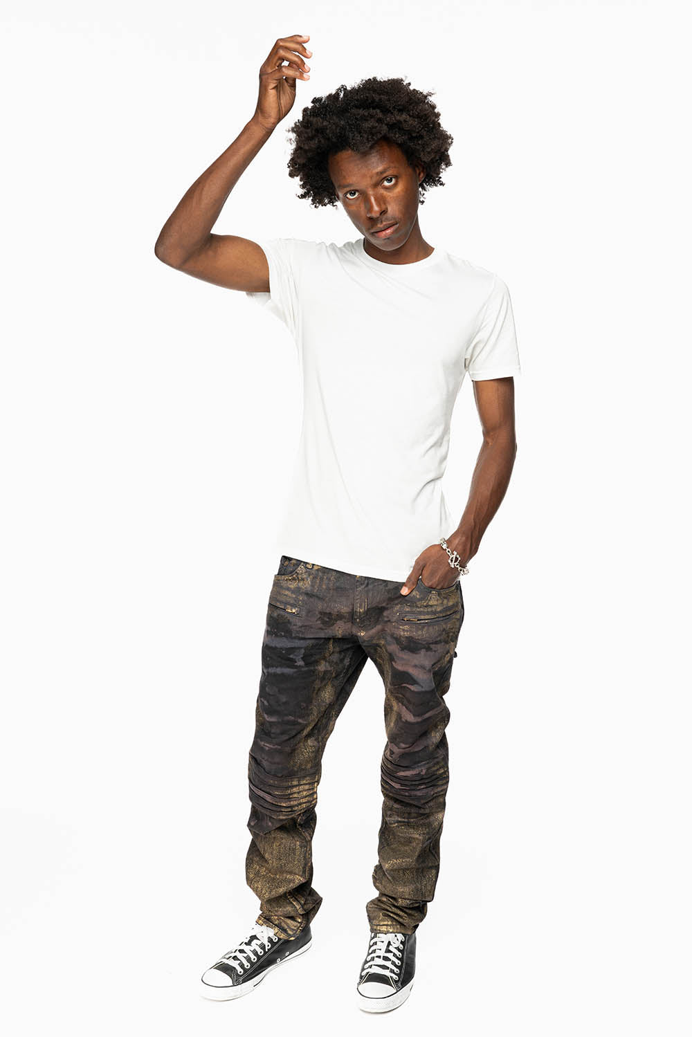 MENS MOTO BIKER JEANS IN AERO BLACK WASH