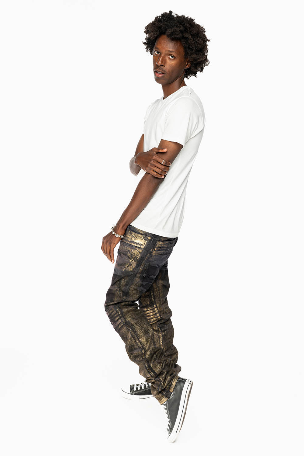 MENS MOTO BIKER JEANS IN AERO BLACK WASH