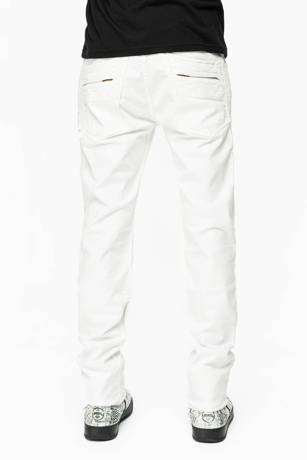 MENS MOTO BIKER JEANS IN WHITE