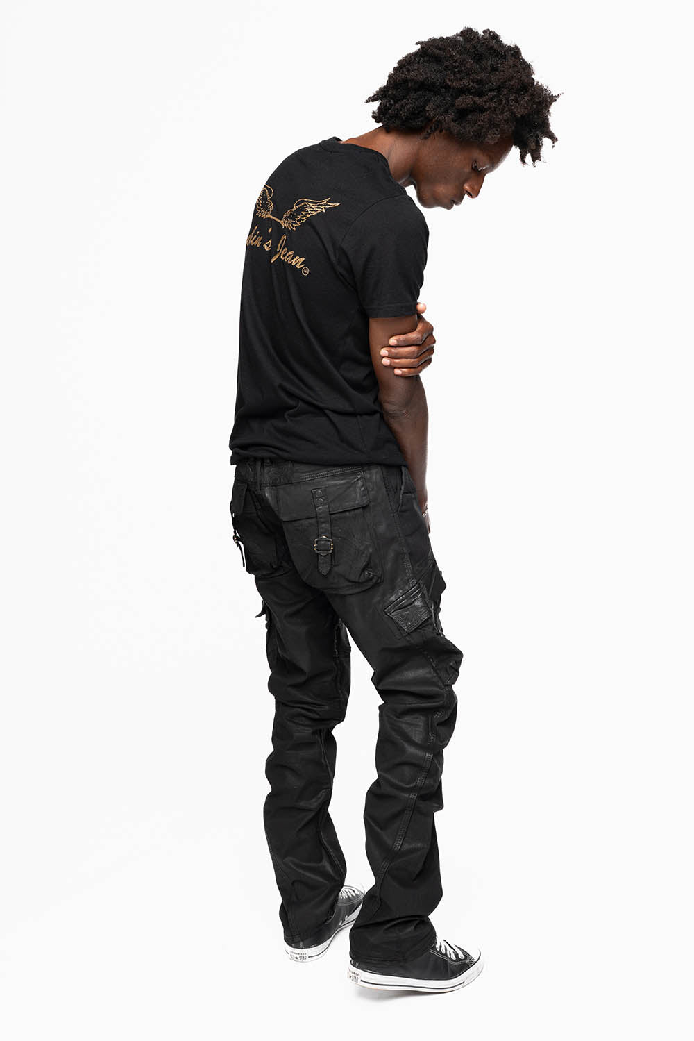 MENS PREDATOR CARGO PANTS IN COATED BLK